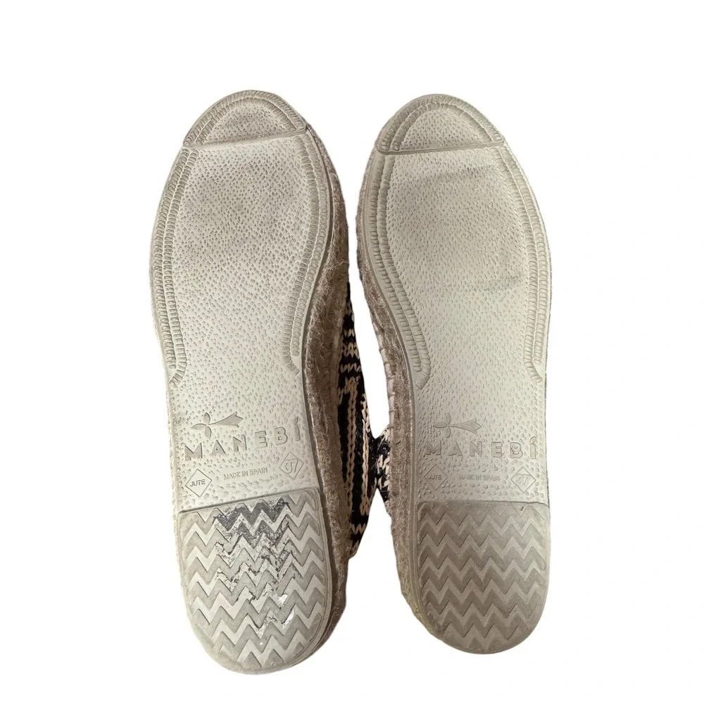 Manebi Black White Woven Espadrille Flats Closed Back Size 37